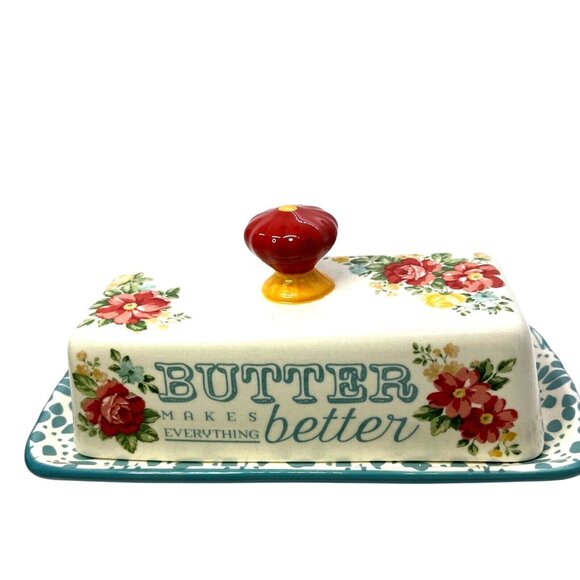 The Pioneer Woman Vintage Floral Butter Dish Stoneware - Picture 3 of 15